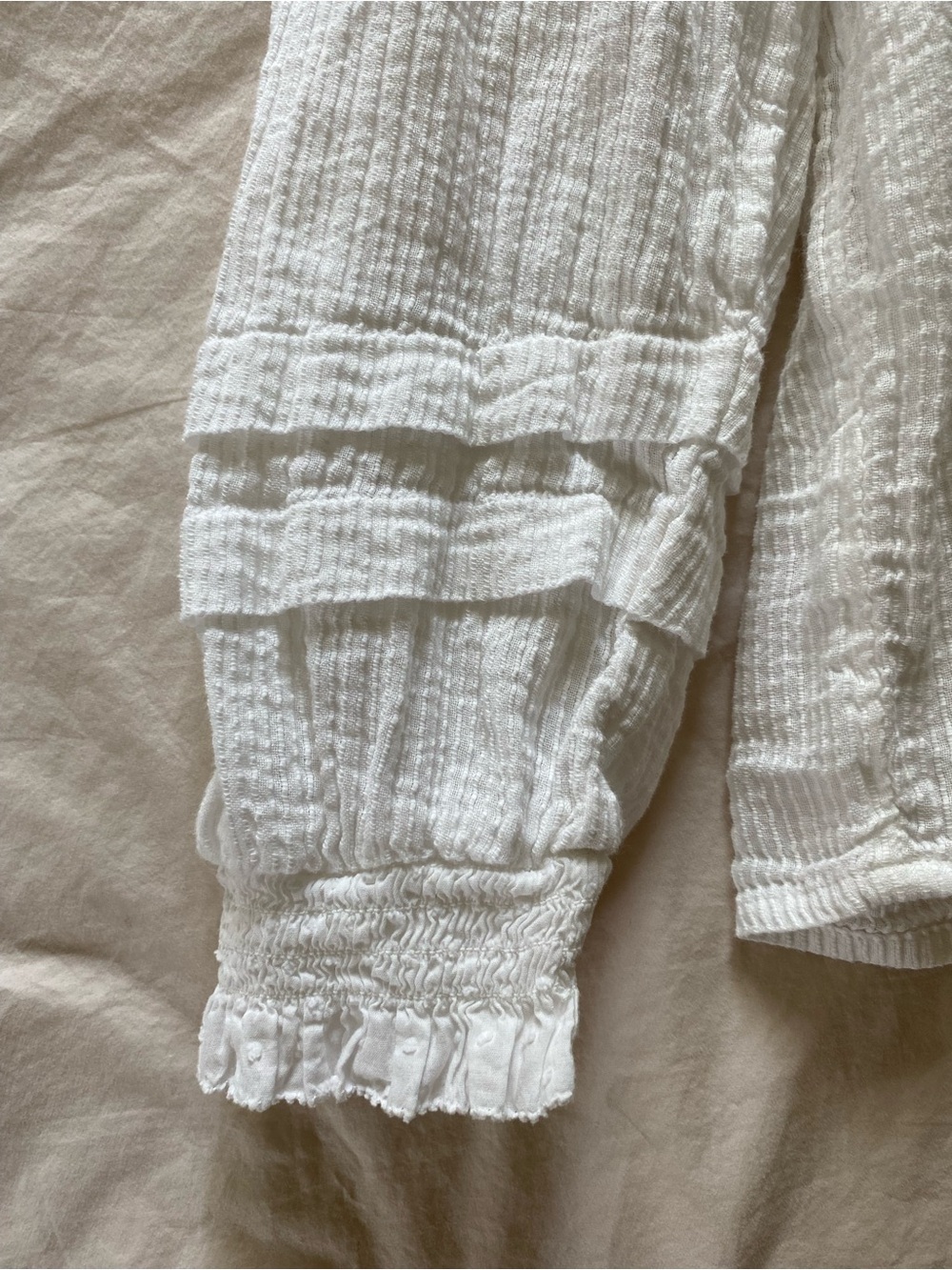 Quince White Textured Ruffle Button-Front Blouse - Picture 5 of 6